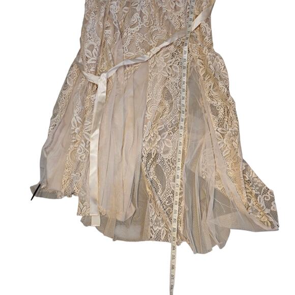 Candalite Women Champagne Beige lace Sheath Dress vented bottom Maxi Sz. 1X - Picture 7 of 11